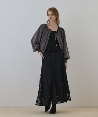 GRACE CONTINENTAL エンブロイダリーフレアスカート ブラック