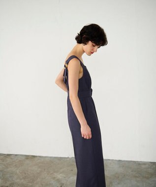 GRACE CONTINENTAL 麻調ベルトサロペット グレー