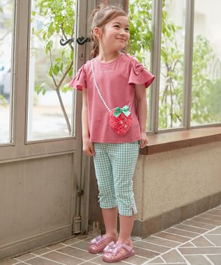 ANY KIDS 接触冷感 いろいろモチーフ Tシャツ ピンク×イチゴポシェット