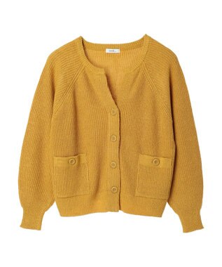 earth music&ecology ブークレーキーネックカーディガン Yellow