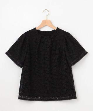 組曲 フラワーレース ブラウス ブラック系