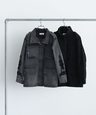 Green Parks ■ESCAR デニムコード刺繍ジャケット Black