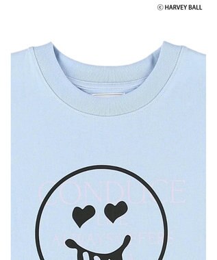 Green Parks Ｓｍｉｌｅｙ　Ｆａｃｅ／スマイル＋ロゴＢｉｇＴシャツ Sax