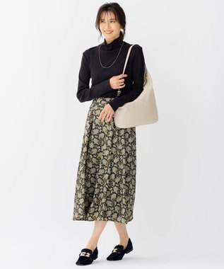 23区 S オーガニックコットンリブ タートルネック カットソー ブラック系