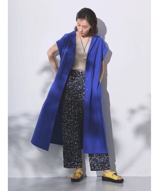 Green Parks 綿麻混開襟ワンピース Royal Blue