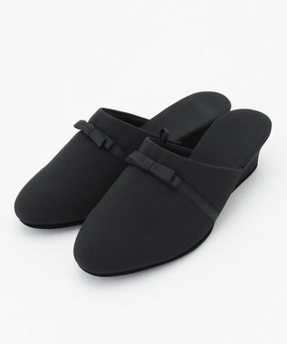 ANY SIS 【巾着ポーチ付き】リボンヒール スリッパ ブラック