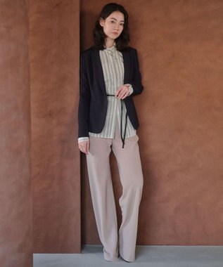 BEIGE， BOWEN / メタル釦ストライプシャツ Ecru Stripes