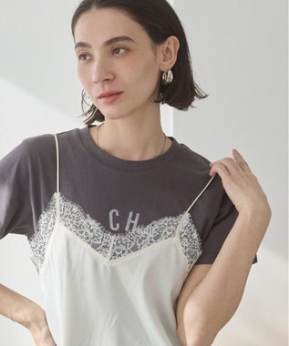 WEGO 【ANGIE VINTAGE】サテンレースキャミソール ホワイトアイボリー