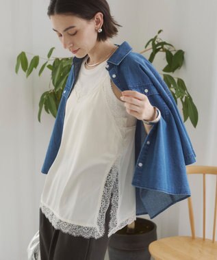 WEGO 【ANGIE VINTAGE】サテンレースキャミソール ホワイトアイボリー