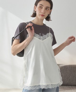 WEGO 【ANGIE VINTAGE】サテンレースキャミソール ホワイトアイボリー