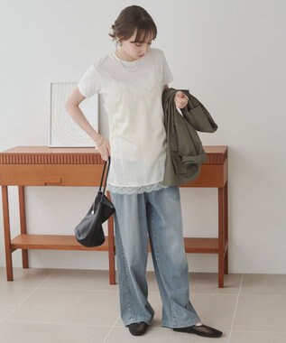 WEGO 【ANGIE VINTAGE】サテンレースキャミソール ホワイトアイボリー