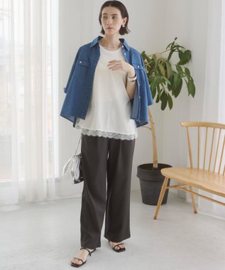 WEGO 【ANGIE VINTAGE】サテンレースキャミソール ホワイトアイボリー