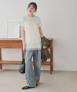 WEGO 【ANGIE VINTAGE】サテンレースキャミソール ホワイトアイボリー