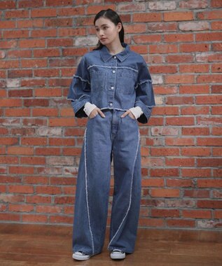 Green Parks ・ＤＯＵＢＬＥ　ＦＬＡＧＳ　フレアスリーブＧジャン Indigo