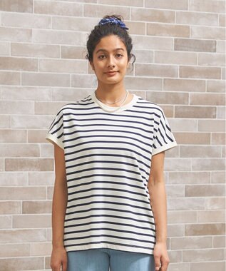 J.PRESS YORK STREET 【WOMEN】ボーダーキャップスリーブ Tシャツ
