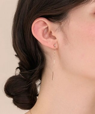 Phoebe 〈金属アレルギー対応〉ルミナスビジューセラミックポストピアス 揺れピアス/パール シャンパンゴールド