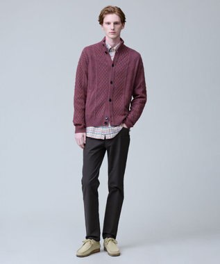 J.PRESS MEN ウール×カシミヤの上質素材【Cash Lamb's Wool】ハイネックケーブル カーディガン_25年モデル ブラウン系
