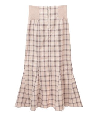 earth music&ecology サイドリブバックレースアップスカート Check Brown