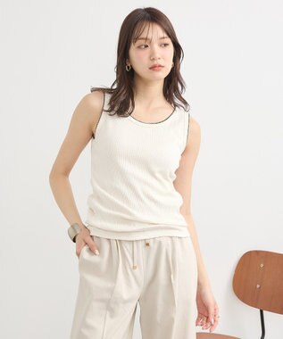 earth music&ecology ピコトリミングタンクトップ Ivory