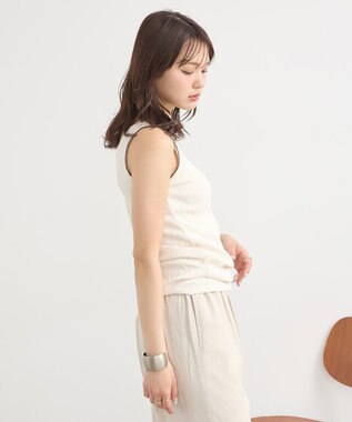 earth music&ecology ピコトリミングタンクトップ Ivory