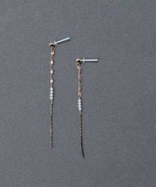 Phoebe 〈金属アレルギー対応〉ルミナスビジューセラミックポストピアス 揺れピアス/パール シャンパンゴールド