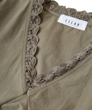 Green Parks ■ＥＳＣＡＲ　刺繍スリーブギャザーワンピース Khaki