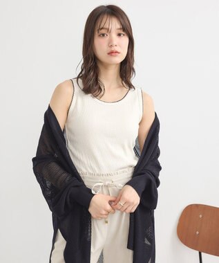 earth music&ecology ピコトリミングタンクトップ Ivory