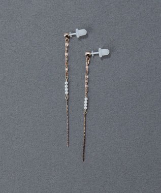 Phoebe 〈金属アレルギー対応〉ルミナスビジューセラミックポストピアス 揺れピアス/パール シャンパンゴールド