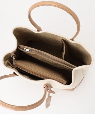 UNBILLION cachecache パーテーションキャンバストートバッグL アイボリーキャメル