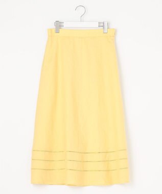 自由区 【XSサイズ～/洗える/セット可】エンブロイダリーリネン フレアスカート ライトイエロー系