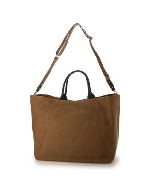 UNBILLION perche パラフィンキャンバス2wayボストントート ライトブラウンブラック