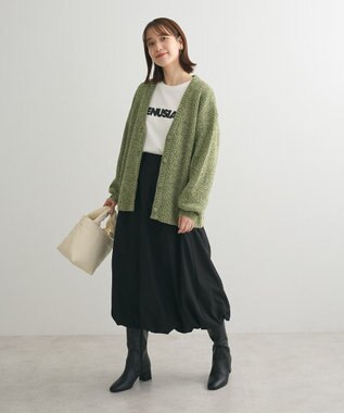 Green Parks ベロアモールＶネックカーディガン Gray