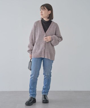 Green Parks ベロアモールＶネックカーディガン Gray