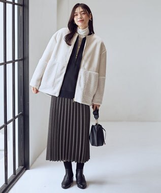 ANY L ウール混リブタートルネックカットソー エクリュ