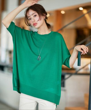 Tiaclasse 【新色追加】サラサラUVシアーニットドルマントップス グリーン