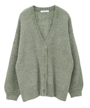 Green Parks ベロアモールＶネックカーディガン Gray