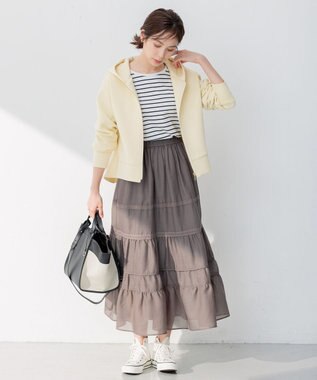 組曲 【洗える】レーシーボイル スカート ライトグレー系