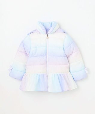 ANY KIDS 【フード取り外し/洗濯機可能】中綿フリル リボンコート レインボー