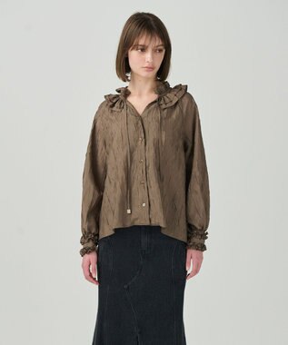 GRACE CONTINENTAL フリルカラーブラウス ブラウン