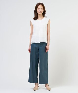 J.PRESS LADIES S 【WEB限定】シアーチェック ノースリーブ カットソー ホワイトチェック系