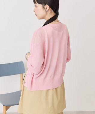 AMERICAN HOLIC シアー配色ニットカーディガン Pink