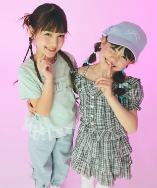 ANY KIDS 【洗濯機可能】ドロスト 裾リボンTシャツ ミント