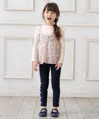 ANY KIDS 花柄キャミセット 長袖 Tシャツ エクリュ×エクリュ系花柄