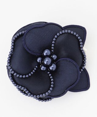 23区 パールトリミング コサージュ ネイビー系