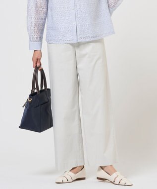 J.PRESS LADIES セルロースリネンストレッチ セミワイド パンツ ライトグレー系