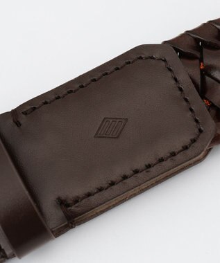 JOSEPH ABBOUD 【イタリア素材・ストレッチ・日本製】ストレッチレザーメッシュ ベルト ダークブラウン系