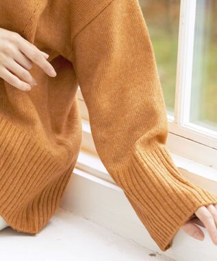 Tiaclasse L 【洗える】モックネックポインテルニットトップス オレンジ