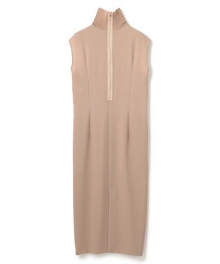BEIGE， 【洗える】FLEUR / ニットコンビハイネックノースリーブドレス Beige