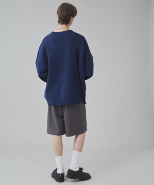 WEGO 【ユニセックス着用ITEM/SMLサイズ展開】アクセ付きワンポイントニットプルオーバー ネイビー