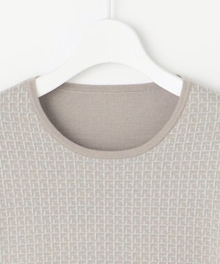 自由区 【WEB限定カラーあり・洗える】リバーシブルニット セットアップ(プルオーバー×フレアスカート) グレージュ×アクア